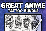 Anime Tattoo Procreate Brush Set, a Brush Add-On by ProcreateInk (Thumbnail 1 of 7)