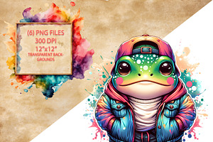 Graffiti Streetwear Frog Clipart Set