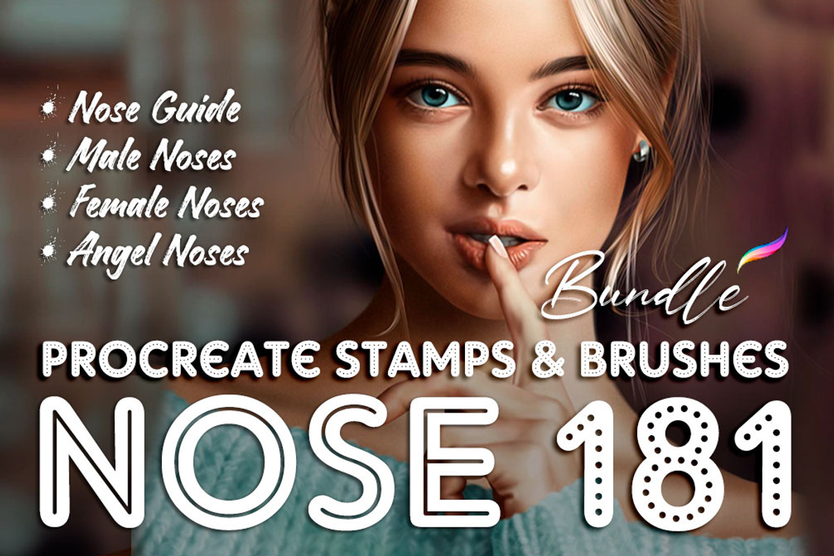 nose stamps procreate nose brushes, a Brush Add-On by SannaIllustrations
