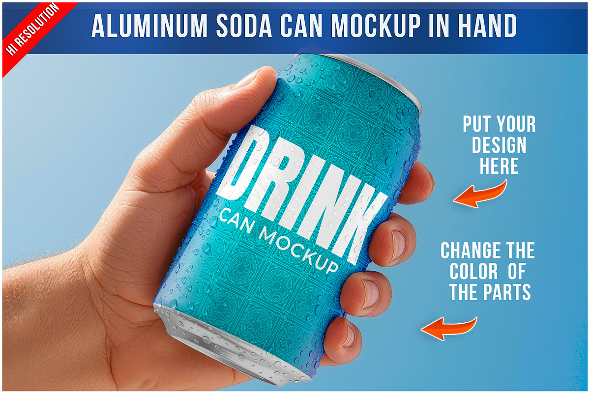 Aluminum Soda Can Mockup In Hand PSD, a Product Mockup by Bruno's Shop (Photo 1 of 4)