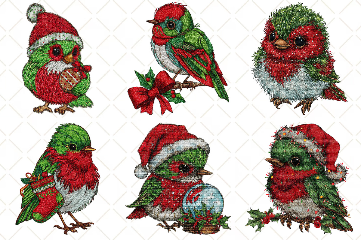 Santa Whimsical Bird Clipart, an Illustration by Black Bird Studio (Photo 4 of 6)