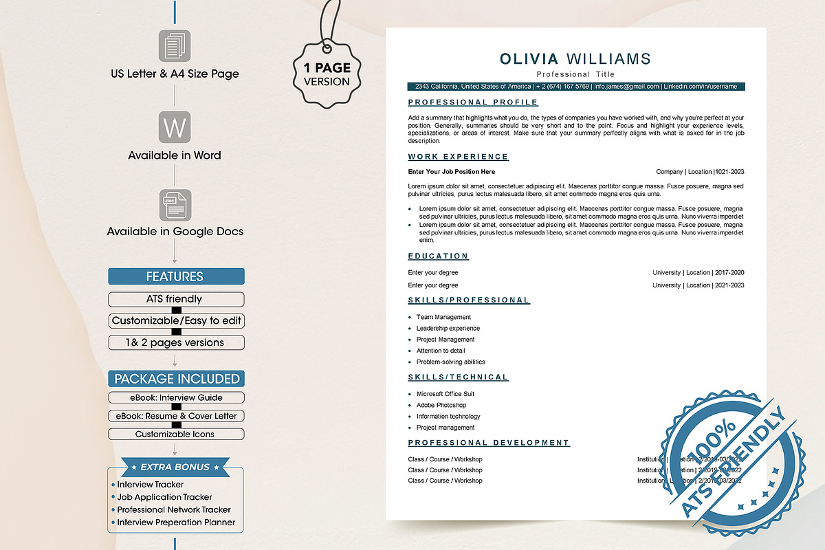 Minimal ATS friendly resume, cover, a Resume Template by Design_Xlab (Photo 1 of 10)