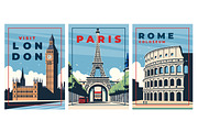 Retro City Travel Poster Set, a Background Graphic by Creative Graphics (Thumbnail 1 of 5)