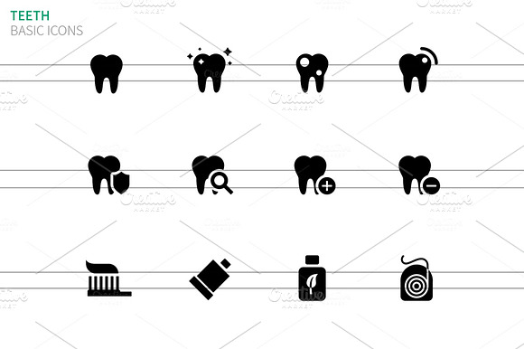 Tooth And Teeth Icons On White