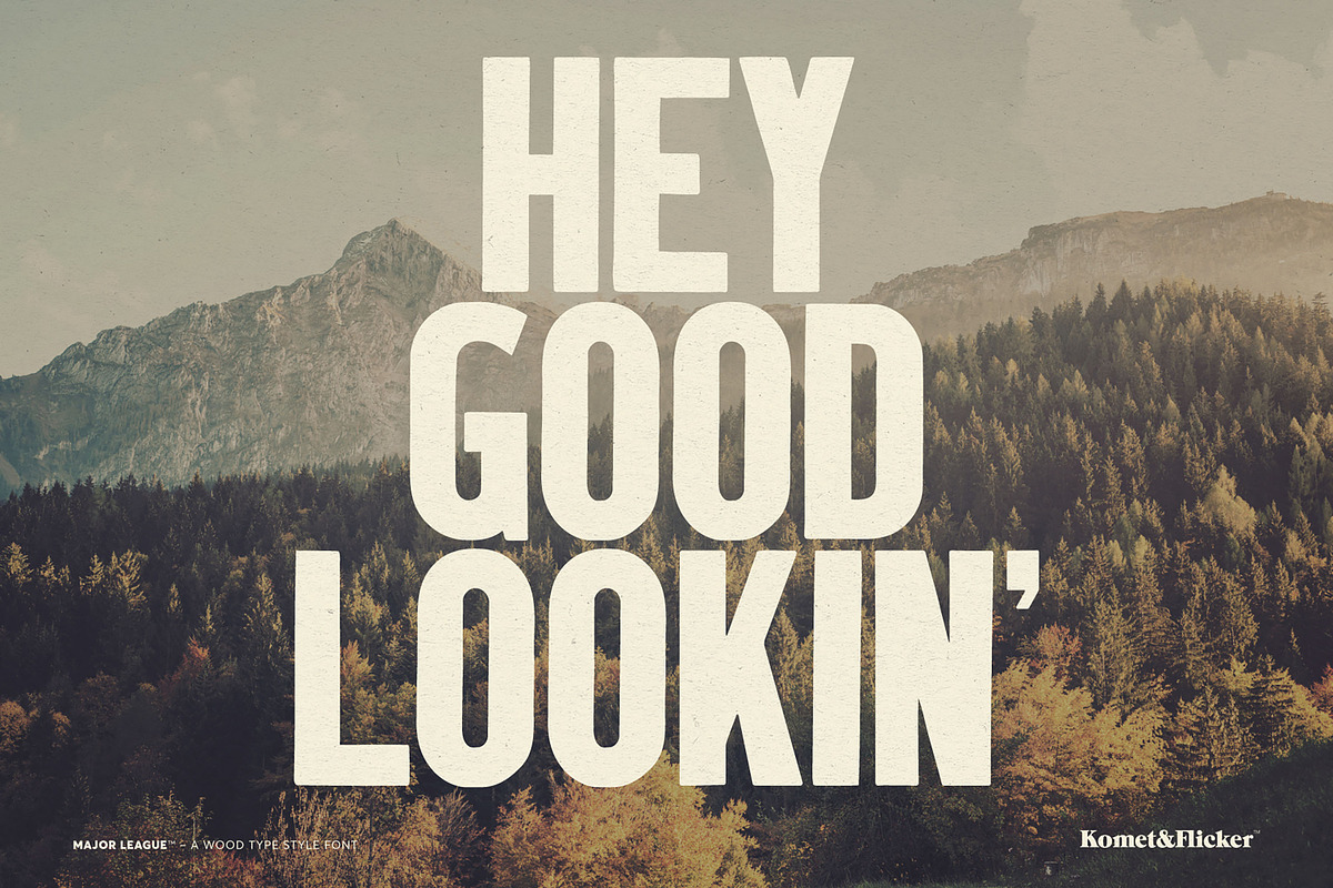Major League - A Wood Type Font, a Sans Serif Font by Komet & Flicker (Photo 5 of 14)