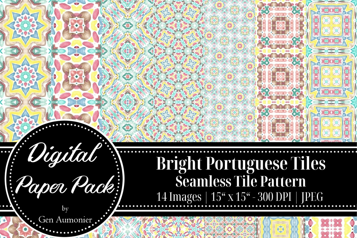 Bright Portuguese Watercolor Pattern, a Pattern Graphic by Gen Aumonier (Photo 7 of 7)