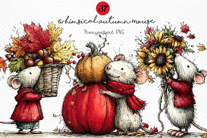 Whimsical Autumn Mouse Clipart, a Seasonal Illustration by Craft Nest