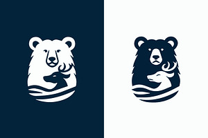 Elegant Bear & Deer Silhouette Logo, a Branding & Logo Template by MkStudio