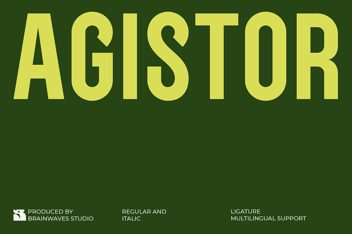 Agistor - Sans Serif Display, a Sans Serif Font by Brainwaves.Studio (Photo 1 of 9)