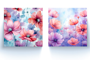 Water Color Flowers Background Paper