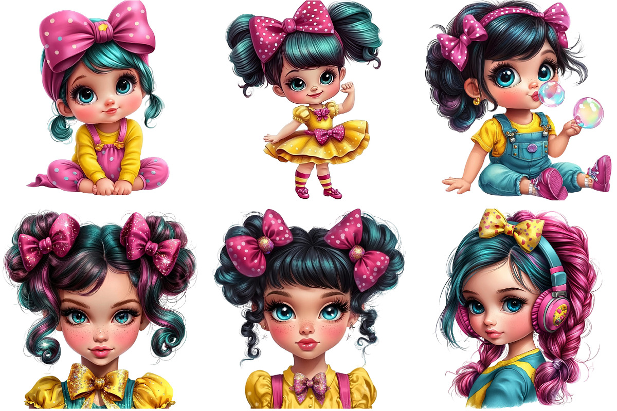 Adorable Girl Bow Clipart, an Illustration by DreamArtGraphic (Photo 5 of 5)
