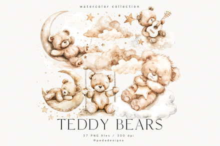Teddy Bears, a Decorative Illustration by PeDe Designs