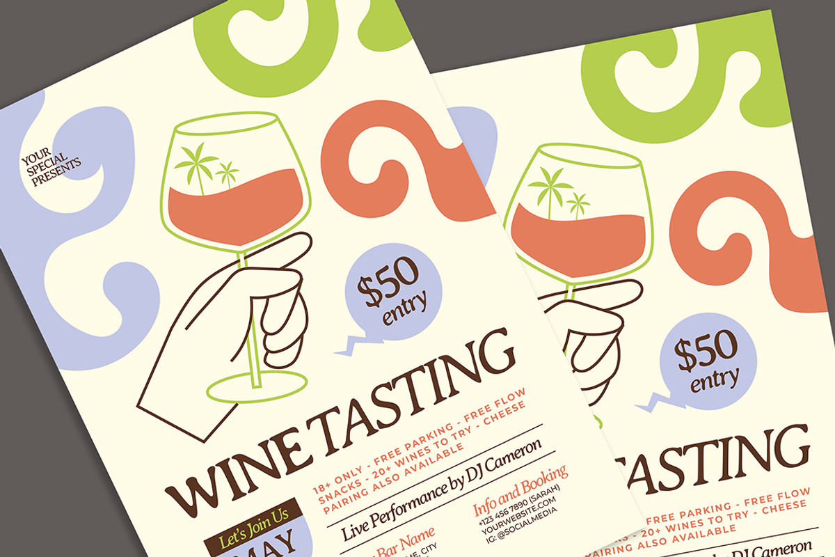 Summer Wine Tasting Flyer, a Flyer Template by Gumico Studio. (Photo 3 of 3)