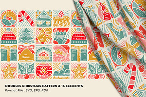 Doodles Christmas Pattern & Elements