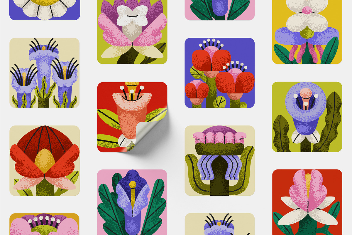 Abstract flowers, poster designs set, a Decorative Illustration by Good Studio (Photo 6 of 8)