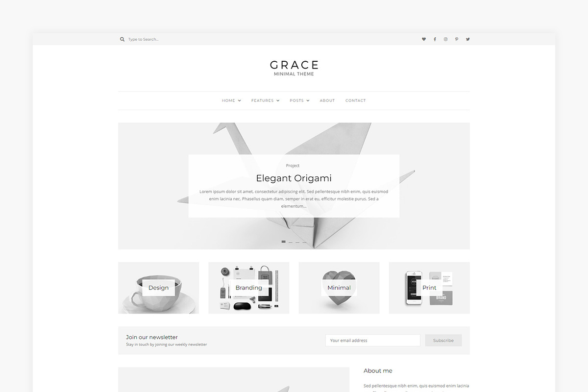 Grace - Minimal WordPress Blog Theme, a WordPress Template by Lucid Themes (Photo 1 of 6)