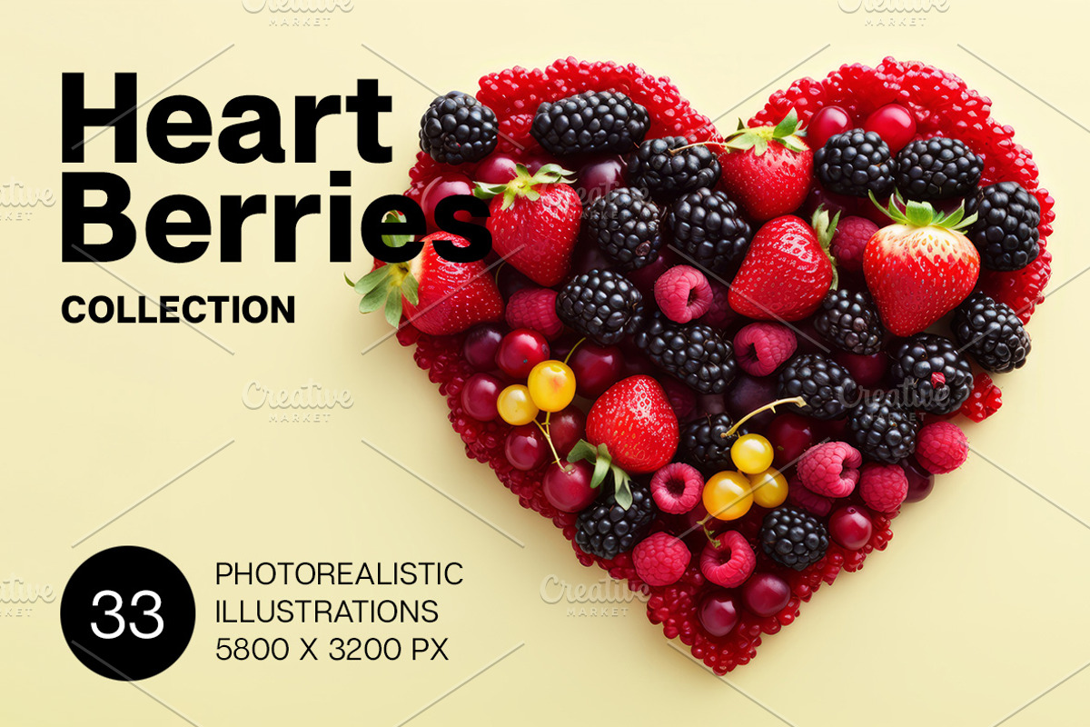 Heart Berries - 33 images, a Food & Drink Photo by Handmadefont (Photo 1 of 9)