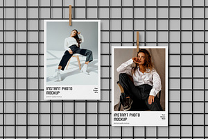 Hanging Instant Photo Mockup PSD, an Advertising Mockup by graphypix