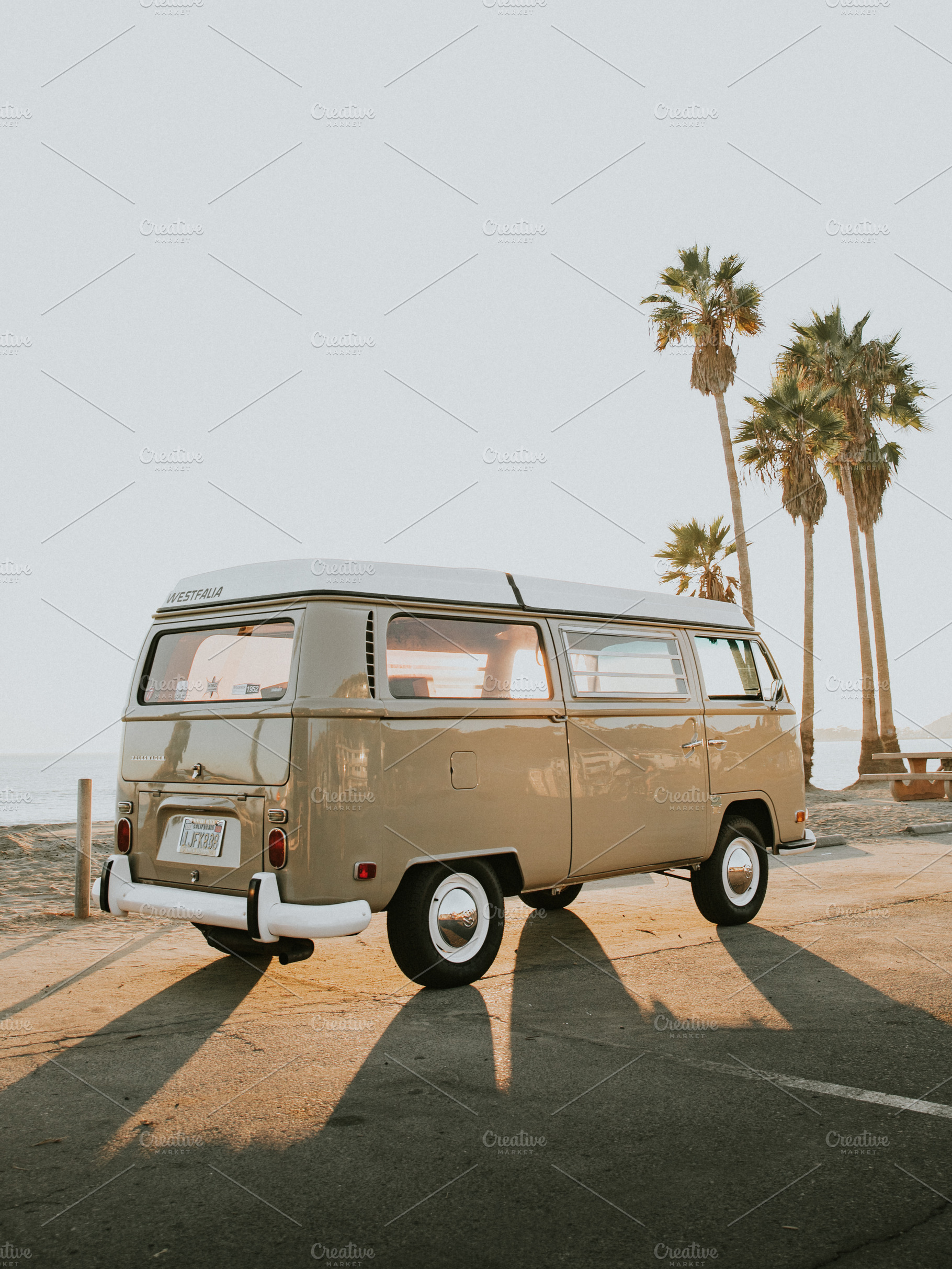 VW bus at sunset in California, a Transportation Photo by remi + tori