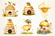 Watercolor Bee Home Clipart, an Illustration by Dream Creation (Thumbnail 3 of 6)