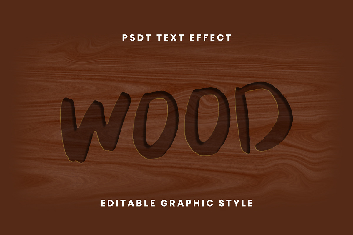Cutout Wood Engraved Text Effect, a Templates & Theme by studiogstock (Photo 2 of 2)