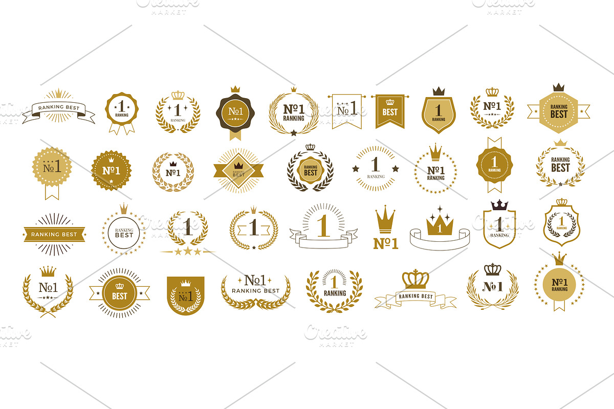 Ranked badges. Laurel awards frames, an Object Illustration by Onyx