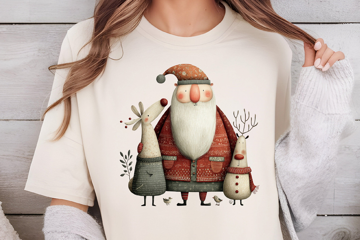 Quirky Primitive Santa Clipart, an Illustration by DreamCafeArt (Photo 5 of 6)