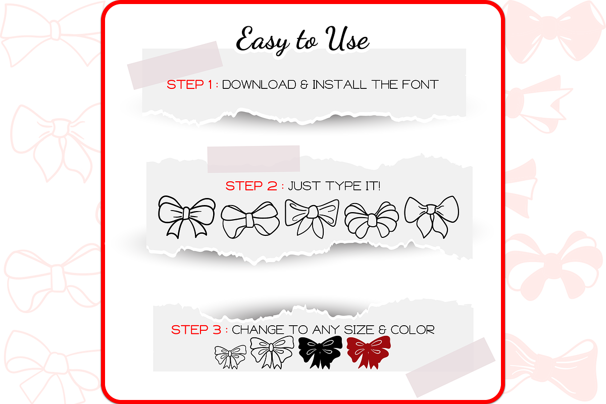 Bow Doodles - Dingbats Font, a Symbol Font by WADLEN (Photo 4 of 7)