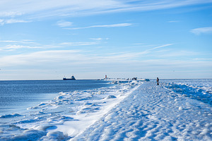 Frozen sea covered with ice, winter seascape, a Photo by MDBildes
