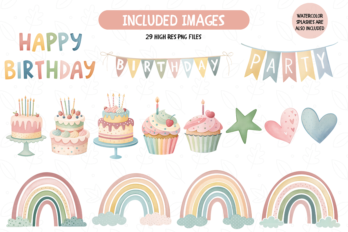 Pastel Birthday Clipart, an Object Illustration by TatiMockup (Photo 2 of 4)