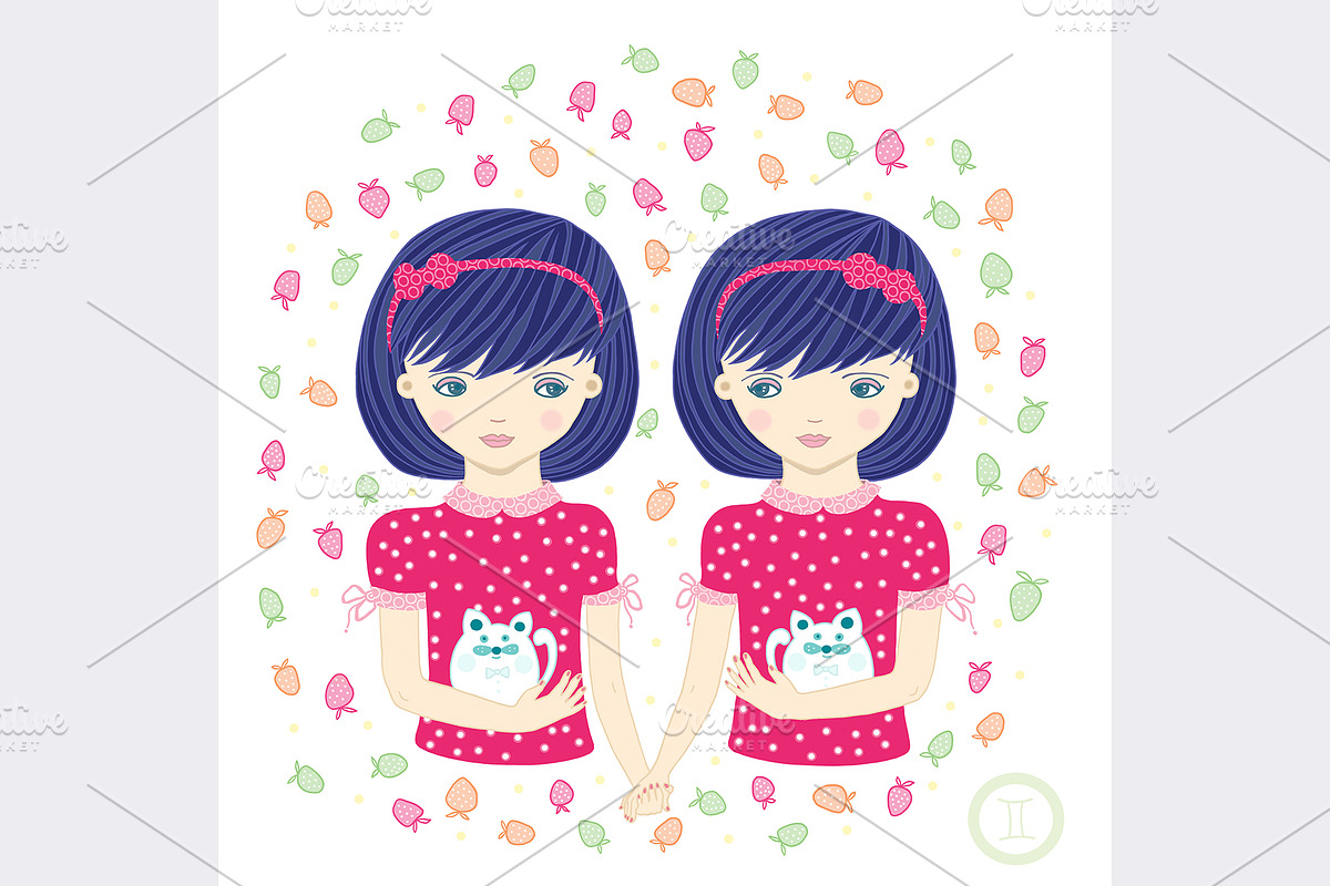 Horoscope. Zodiac signs- Gemini., a Decorative Illustration by Natalia Flurno (Photo 1 of 5)