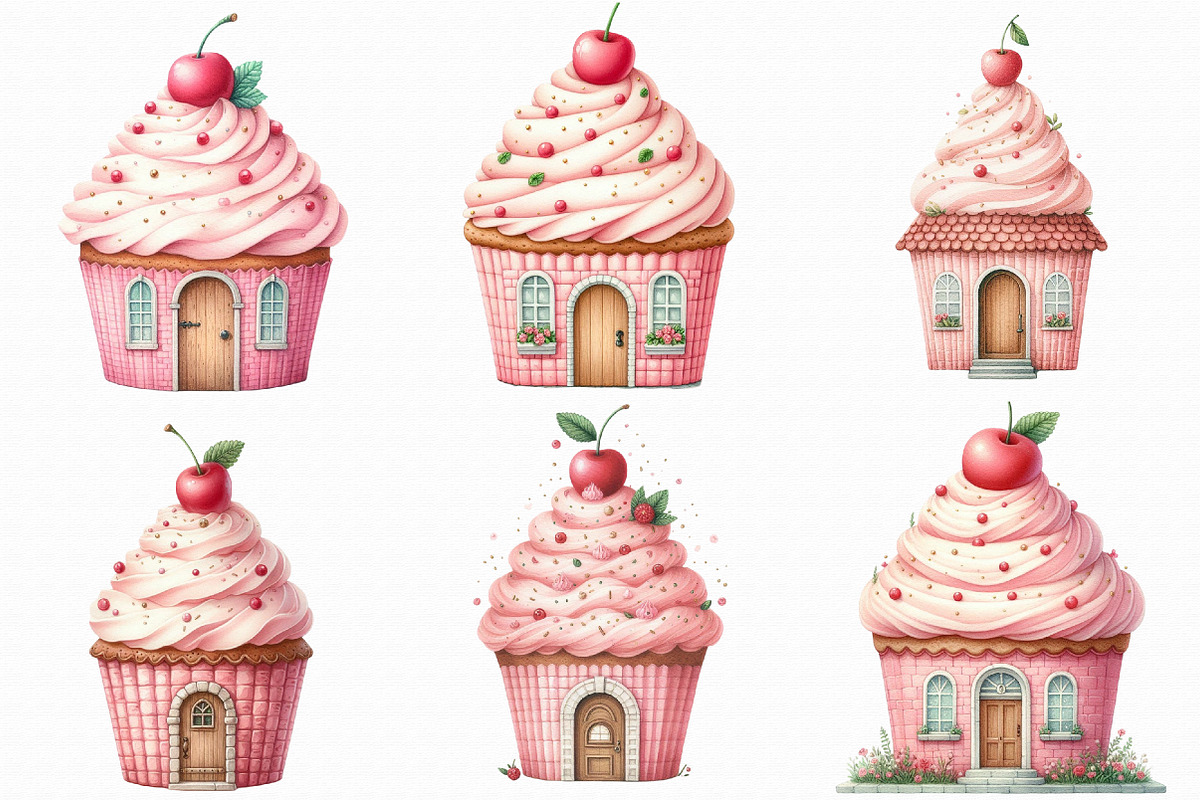 Cute Cupcake House Clipart, an Illustration by Libby Wishes (Photo 7 of 7)