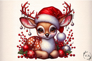 Cute Reindeer Christmas PNG, an Illustration by Craft Nest