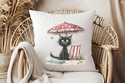 Whimsical Summer Black Cat Clipart, an Illustration by OK Design (Thumbnail 5 of 6)