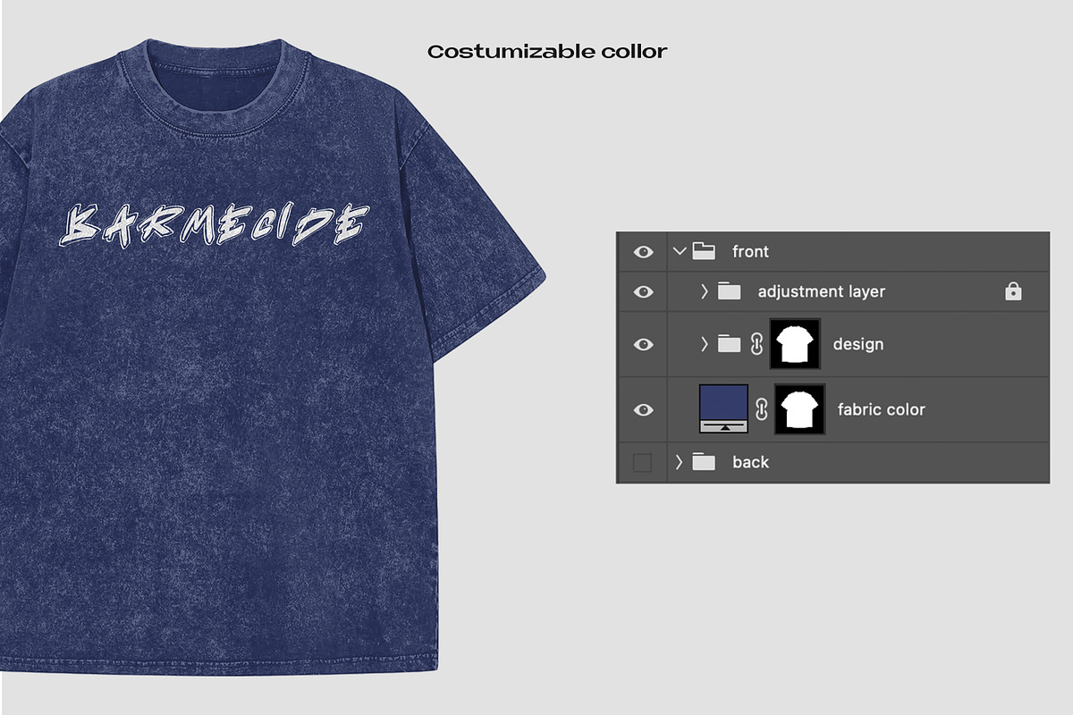 vintage acid wash t-shirt mockup, a Shirt Mockup by Barmecide Mockup Studio (Photo 3 of 3)