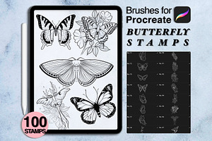 100 procreate butterfly stamps