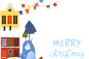 Christmas Town With Color Houses, a Seasonal Illustration by Maria Starus (Thumbnail 2 of 3)