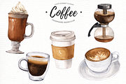 Coffee watercolor clipart, an Illustration by everysunsun (Thumbnail 2 of 4)
