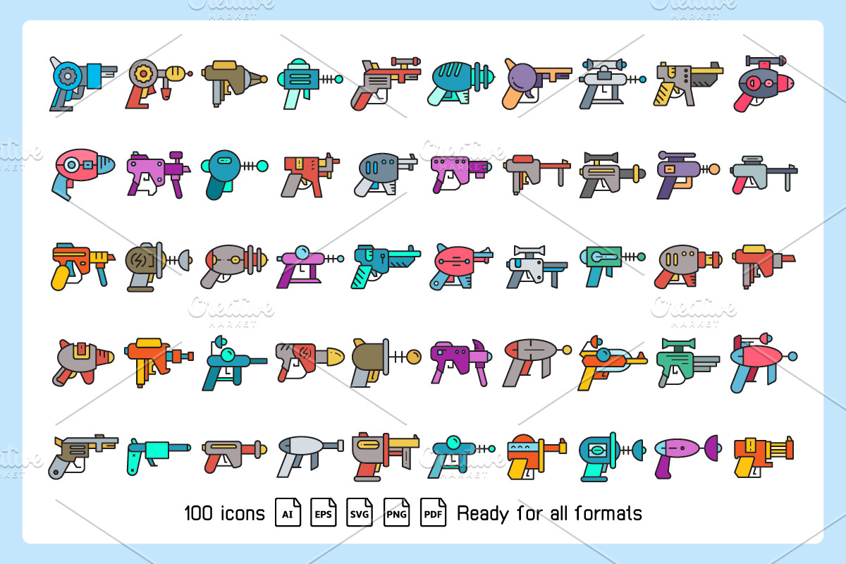 Futuristic Gun, Space Blaster Icons, an Icon by Designfour (Photo 2 of 5)