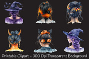 Halloween Messy Bun Clipart, an Illustration by RobertsArt (Thumbnail 3 of 7)
