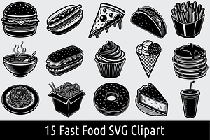 Fast Food & Drink SVG Food Cliparts, an Object Graphic by Palleon
