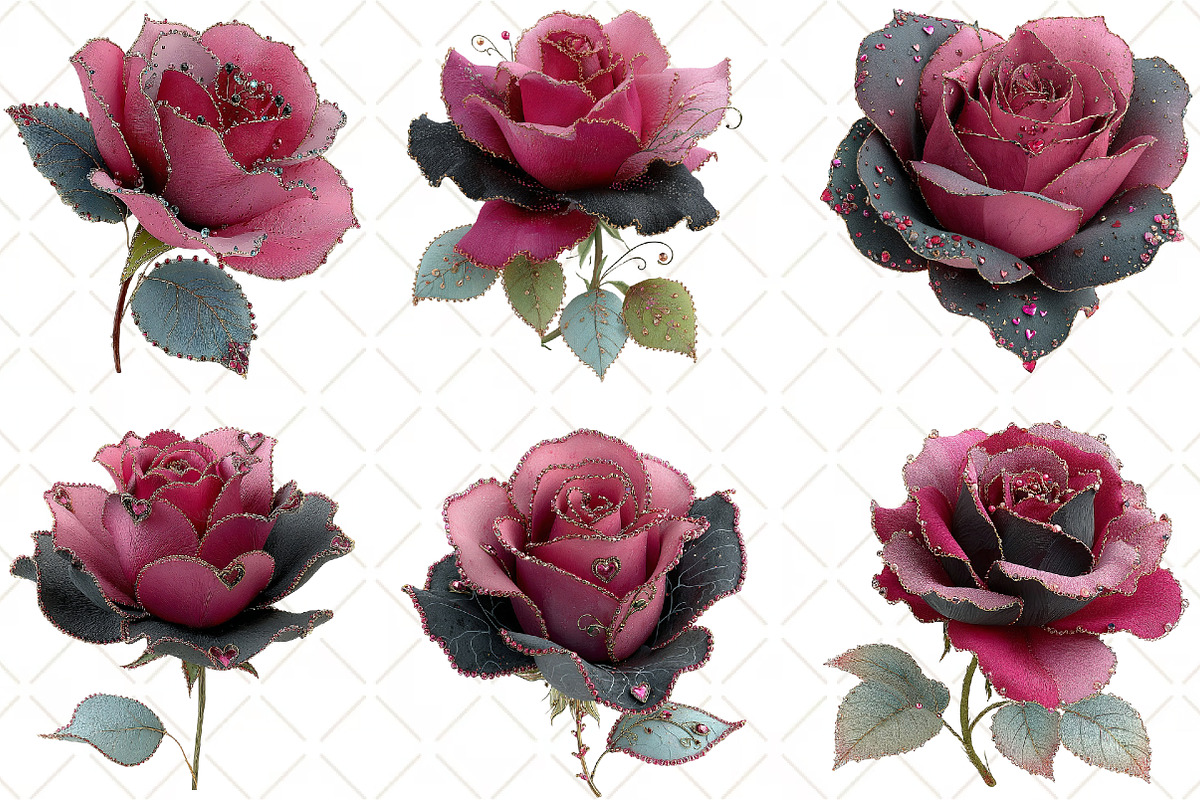 Quirky Valentine Rose Flower Clipart, an Illustration by Black Bird Studio (Photo 5 of 6)