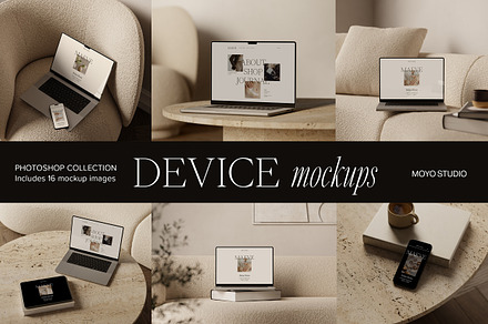 16 MacBook, iPhone, iPad Mockups, an iPhone Mockup by Moyo Studio