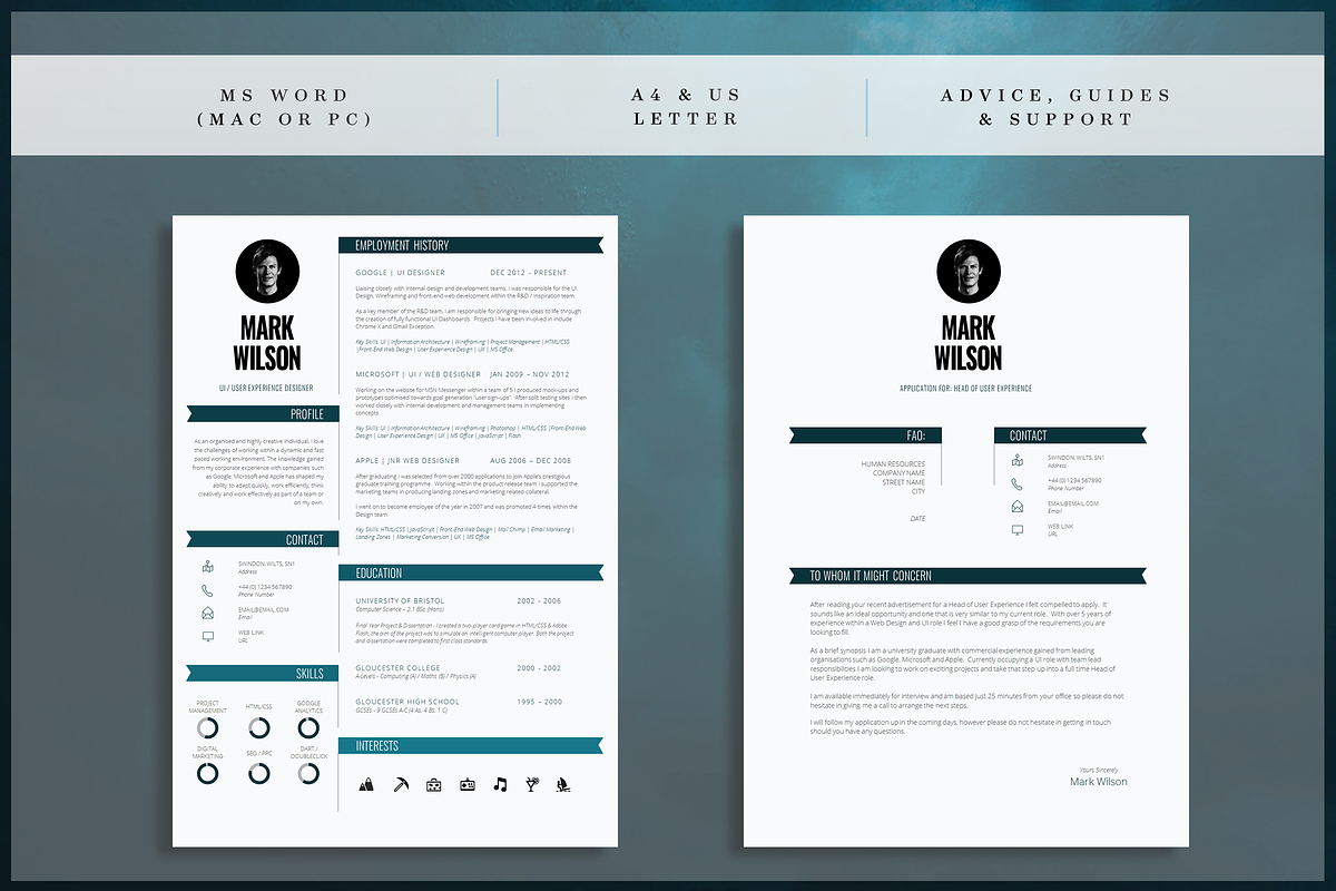 Modern Resume Template | CV Template, a Resume Template by introDuice - CV / Resumes (Photo 2 of 6)