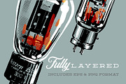 Vintage audio vacuum tubes, a Technology Illustration by Serifs & Whiskey (Thumbnail 2 of 2)