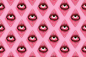 Pink pattern with magical eyes, a Pattern Graphic by Art's and patterns