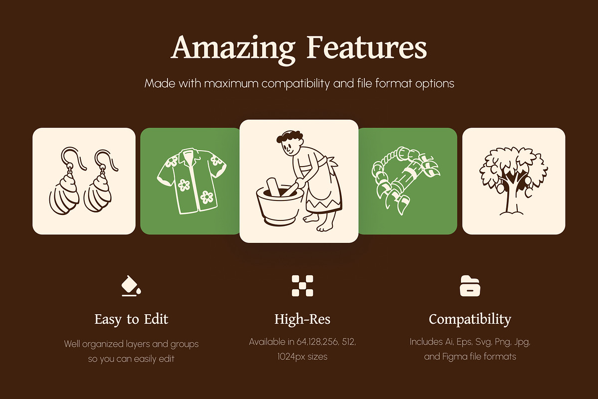 Hawaii Doodle Icon Set, an Outline Icon by Vectors Market (Photo 2 of 8)