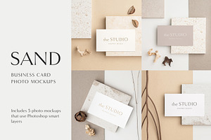 Sand Business Card Photo Mockups