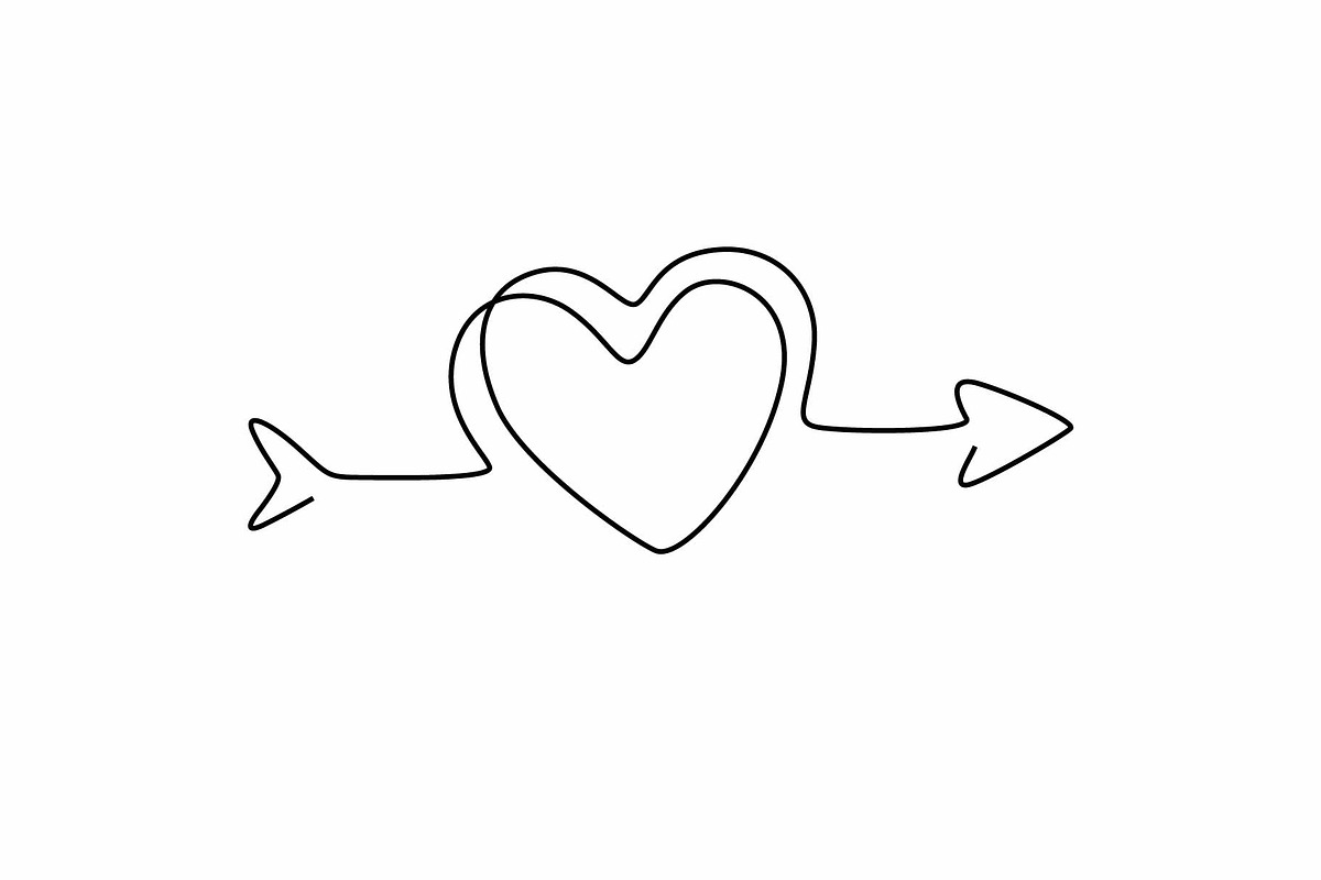 Valentines day. Сontinuous line., a Decorative Illustration by Anastasiia_Dzhioeva (Photo 3 of 6)