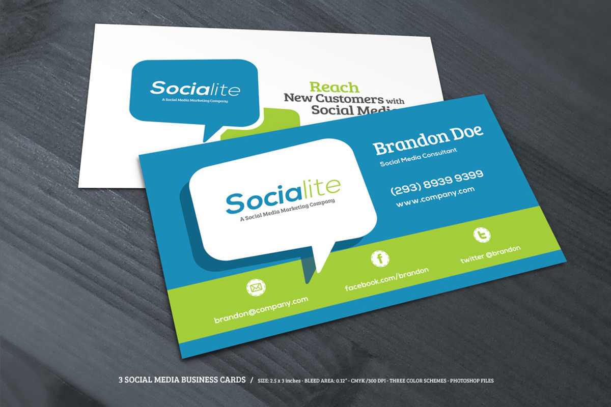 3 Social Media Business Cards, a Business Card Template by kinzi21 (Photo 3 of 3)